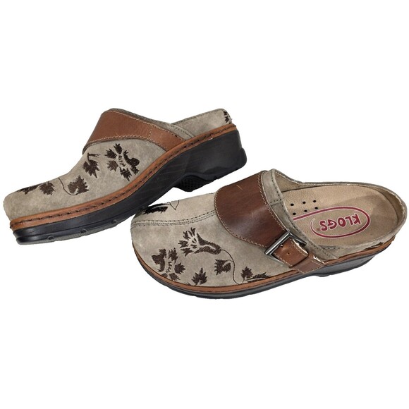 Klogs Austin Tapestry Clogs Suede Slip Resistant Arch Support Taupe Women 9.5 M - Picture 1 of 14